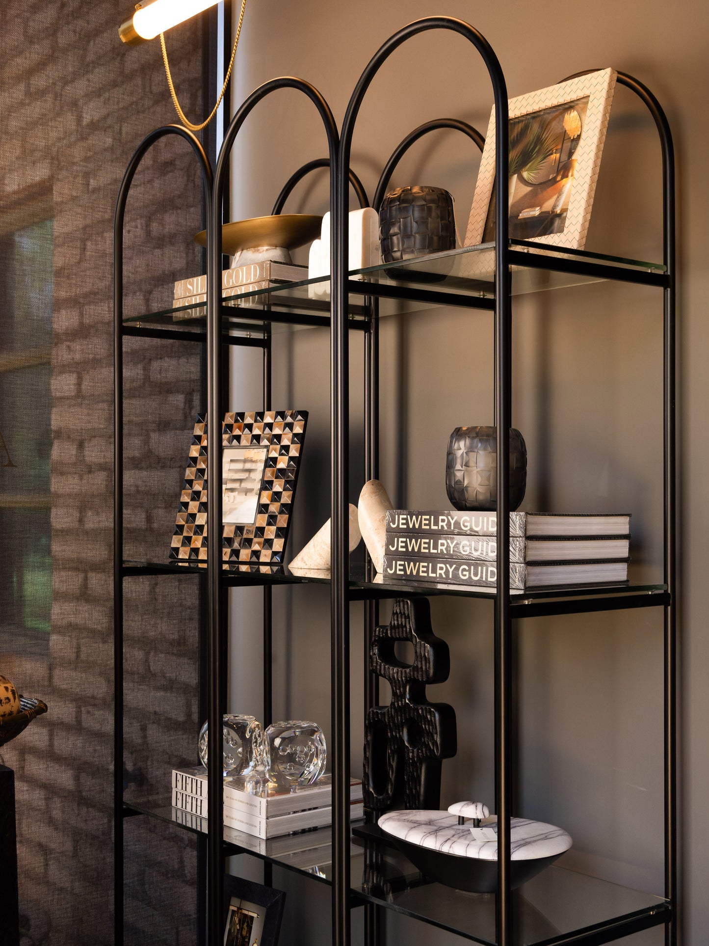 Black Iron Arched Bookshelf