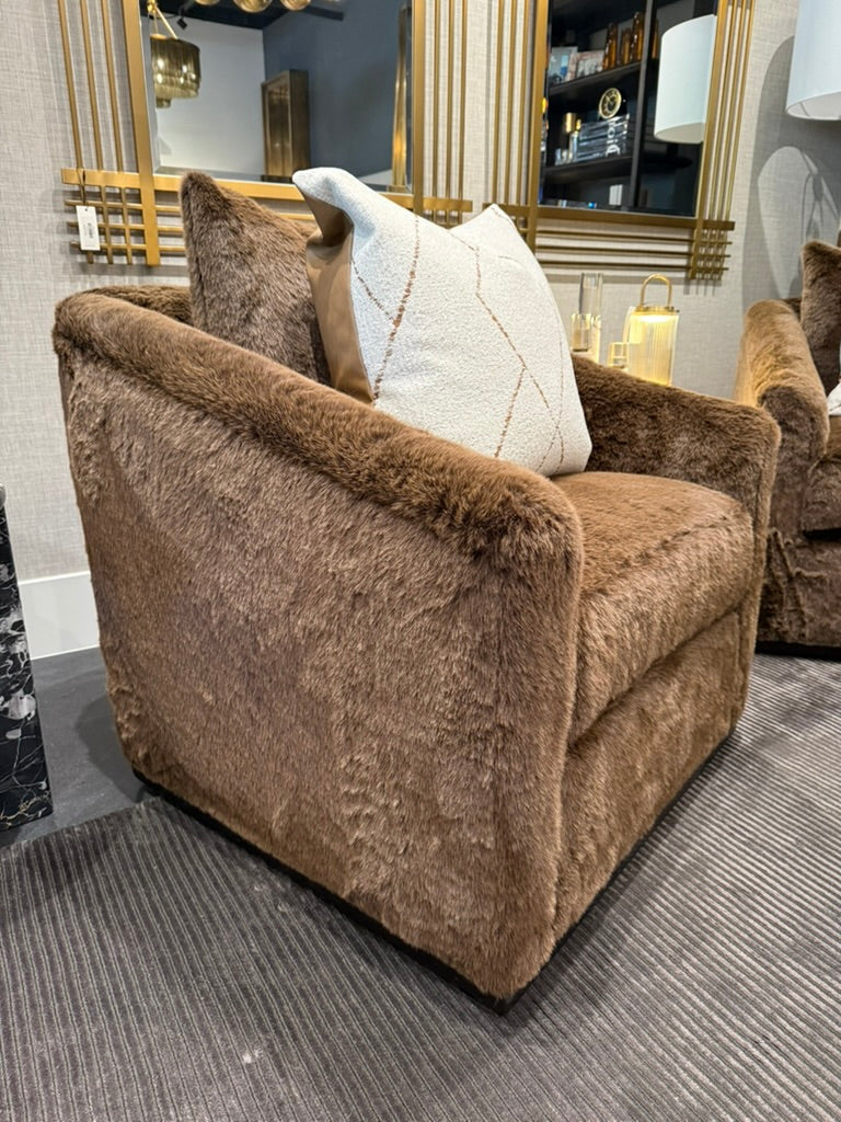 Brown Furry Swivel Chair