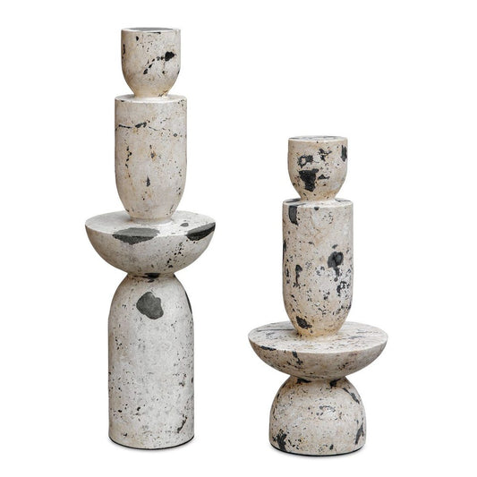 Black & White Limestone Sculptures - S/2