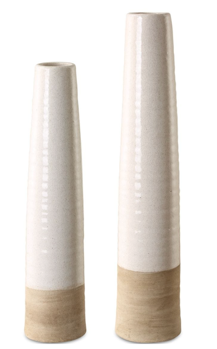 MARTIN - White Ceramic Tall Vases - S/2