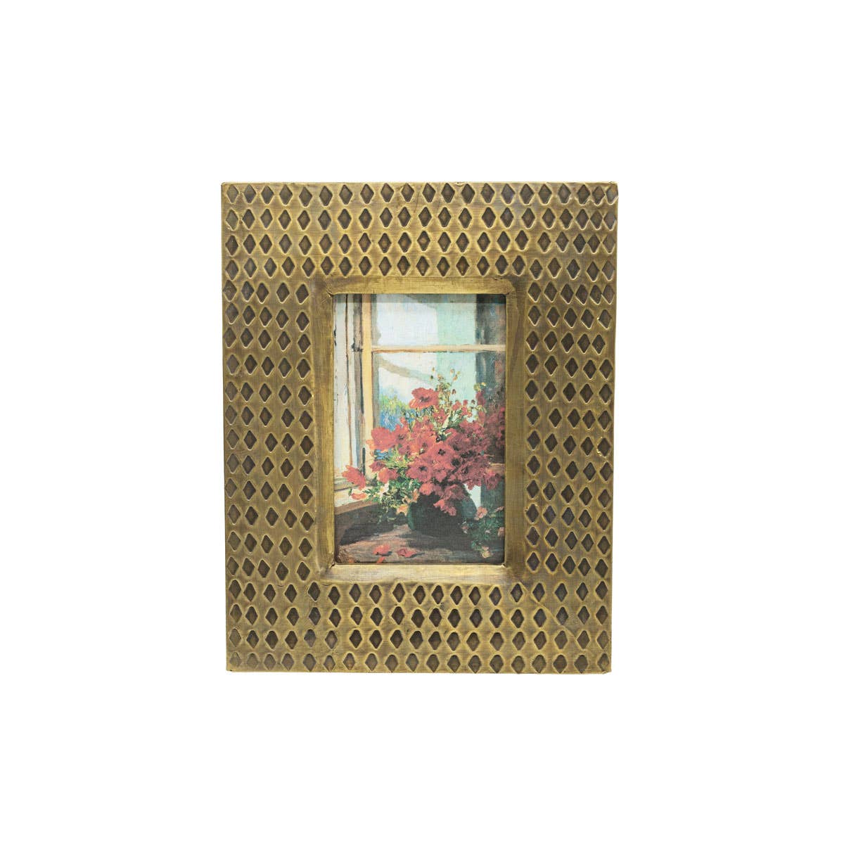 Hammered Brass Diamond PIcture Frame - 4x6