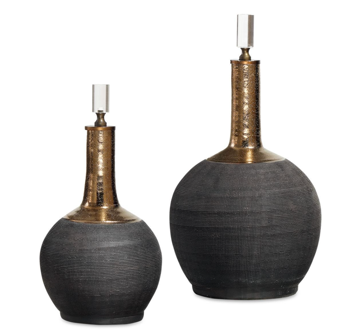 MARTIN - Black & Brass Bottles - S/2