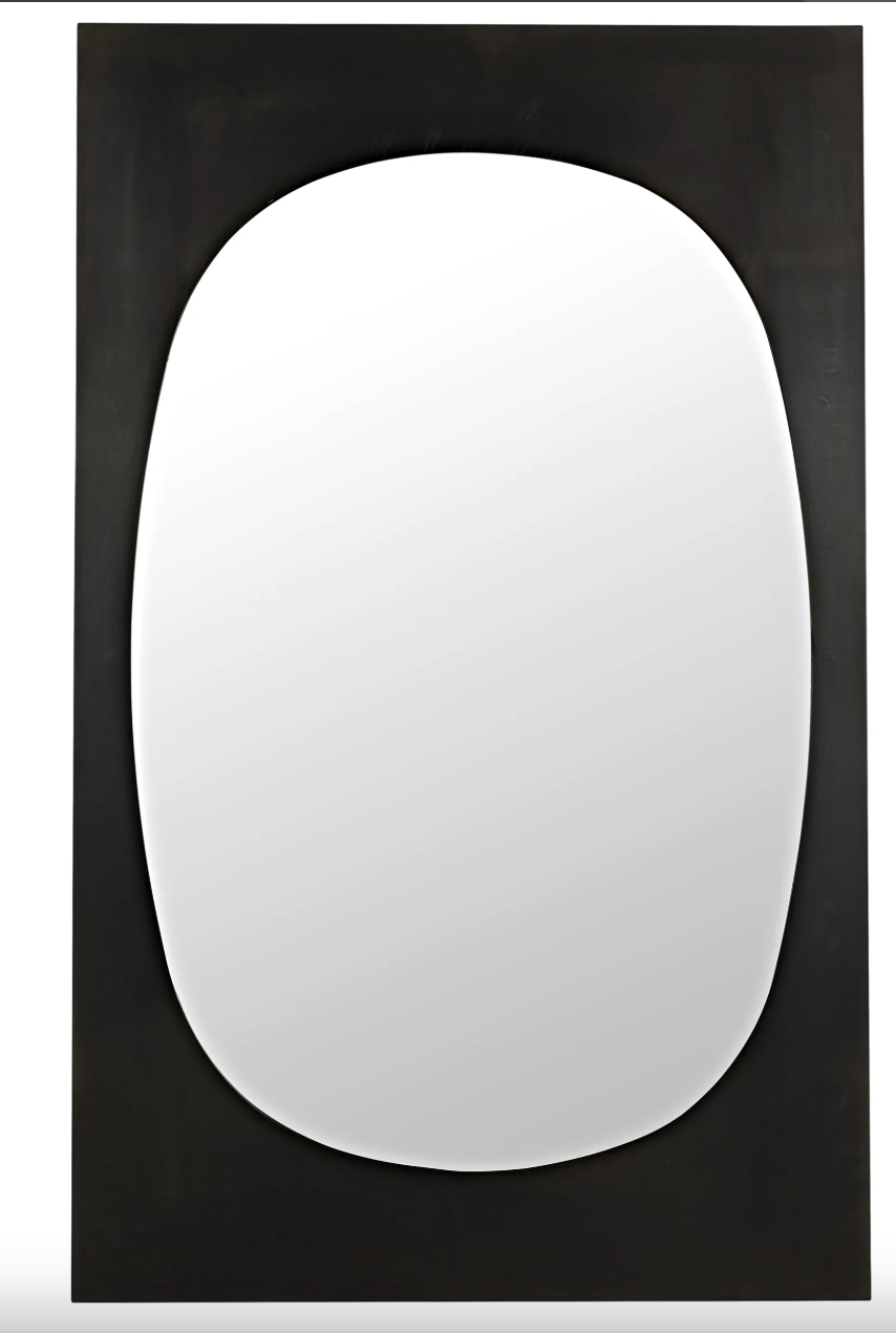 Black Steel Oval Mirror