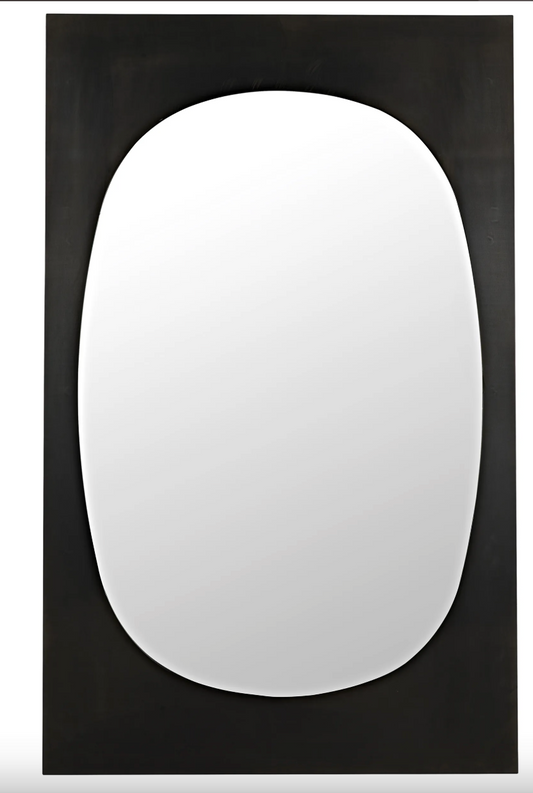 Black Steel Oval Mirror