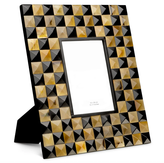 Decorative photo frame with geometric pattern on a white background