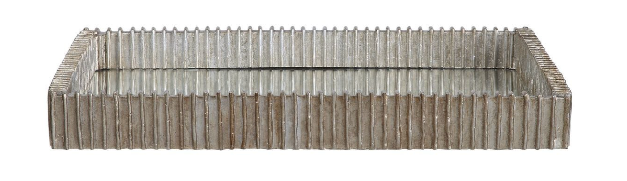 Silver Mirror Ribbed Tray