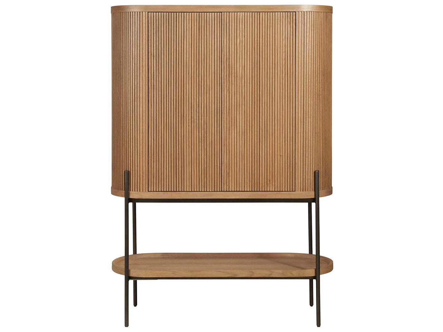 Fluted Natural Oak Bar Cabinet