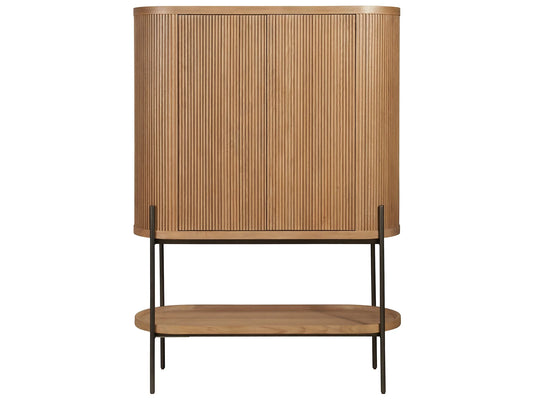 Fluted Natural Oak Bar Cabinet