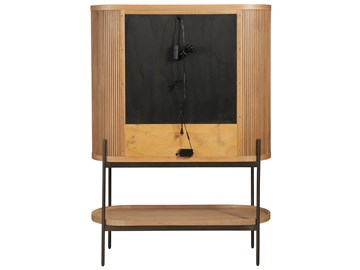 Fluted Natural Oak Bar Cabinet