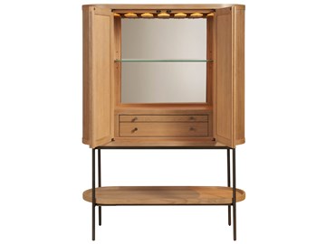Fluted Natural Oak Bar Cabinet