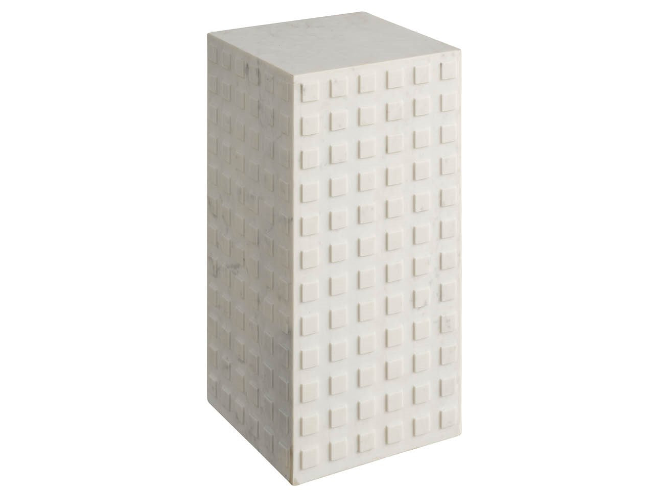 White Grid Stone Side Table