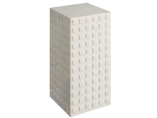 White Grid Stone Side Table